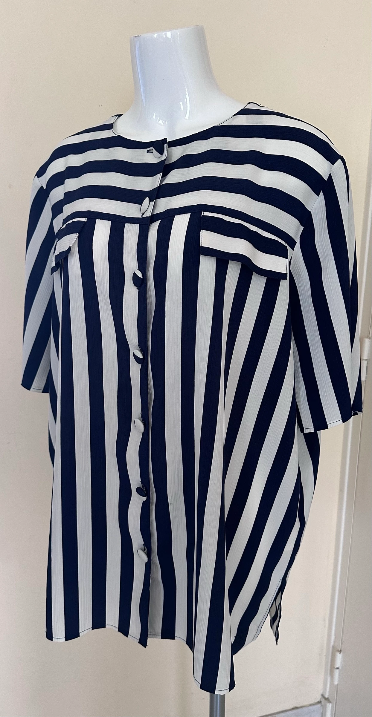 Canda marineblauw & wit gestreept overhemd – Maat 46 – Impeccabele staat – photo 5